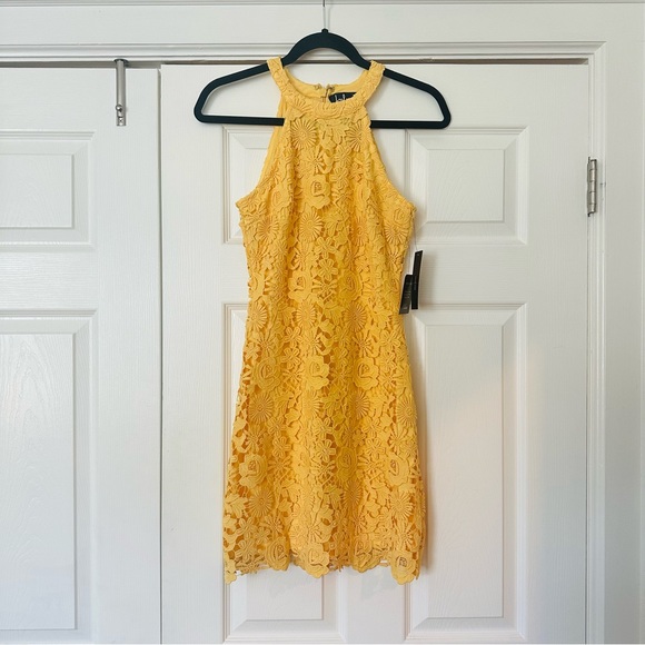NWT Lulu’s Love Poem Yellow Lace Mini Dress - Yellow - S - Picture 4 of 5